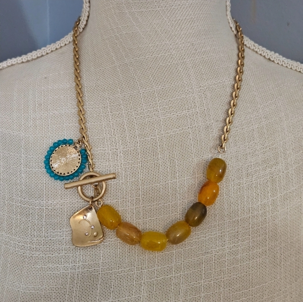 Zara Gold and Amber Necklace